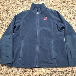 Oobe Chick-fil-A Mens L Fleece Jacket Navy Blue Full Zip Uniform Elbow Patches